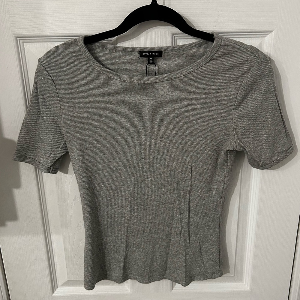 Dynamite Heather Gray Short Sleeve Tee